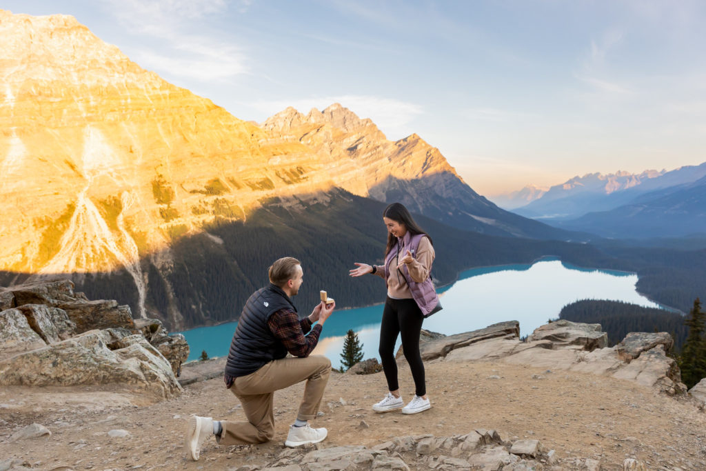 Peyto Lake Sunrise Proposal, Banff Proposal Photographer